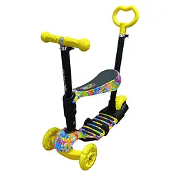Дитячий самокат 4-х колісний 5 в 1 Bambi SC20482(Yellow) колеса зі світлом