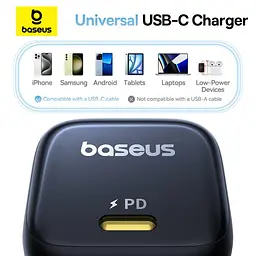 Сітчасте зарядне пристрій Baseus PicoGo GaN Fast Charger 1C 45W чорний P10176800123-00 - мініатюра 2