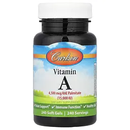 Вітамін А, Vitamin A, 4500 мкг RAE (15 000 МО), 240 гелевих капсул Carlson vit0001382