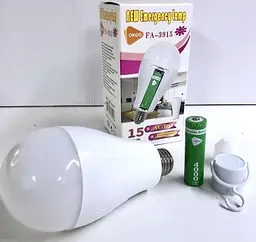 LED-лампа світлодіодна акумуляторна (знімний 18650) автономна аварійна 15 W лампочка, цоколь E27 UKC 8441 - мініатюра 2