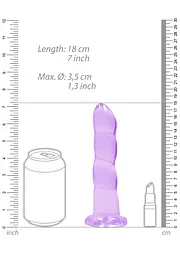 Фалоімітатор RealRock Crystal Clear 7" 18 см (фіолетовий) - мініатюра 2