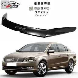 Дефлектор капоту мухобійка Volkswagen Passat B7 2010- Europe Євро Кріплення (Vip Tuning)