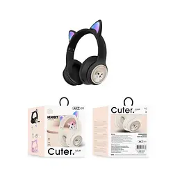Дитячі бездротові Bluetooth навушники AZK-01 з RGB підсвічуванням і вбудованим мікрофоном Чорний - мініатюра 2