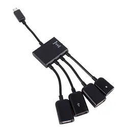 Хаб USB OTG Lapara 3 порти USB 2.0 + 1 порт MicroUSB мультифункц. для смартфонів та планшетів чорний