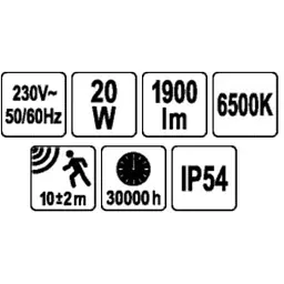 Прожектор Yato SMD LED датчик руху 20 Вт 230 В 1900 лм 30 діодів чорний (YT-818271) - мініатюра 7