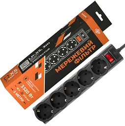 Сетевой фильтр-удлинитель LogicPower PPREMIUM LPX5 Black, 5 розеток, 3м, 3520Вт