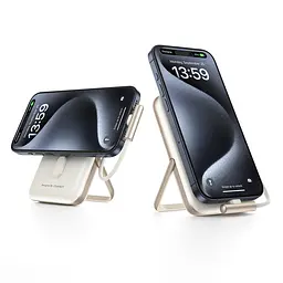 Повербанк 10000mAh Choetech B735 White QC3.0 PD3.0 бездротова магнітна зарядка, вбудований кабель, підставка (43-00150) - мініатюра 4