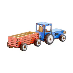 Дитячий дерев'яний 3D конструктор Трактор PuzzleOk Puz-00933 69 деталей - мініатюра 3