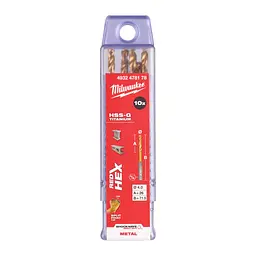 Свердло по металу RedHEX SHOCKWAVE HSS-TiN MILWAUKEE, діаметр 4,0х71,5х26мм, (10шт), пластикова коробка