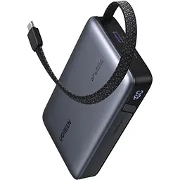 УМБ Ugreen 20000mAh PB550 67W USB-A, USB-C In/Out, with built-in USB-C cable Grey
