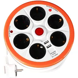 Мережевий фільтр Brille SF-6F/5ZV 3x1.50 2USB WH/OR L101-002
