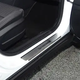 Накладки на пороги для Kia Sportage IV 2015-2021 Нержавіюча сталь із загином та Логотипом 4 шт (Premium P-KI27)