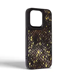 Кожаный чехол для Apple iPhone 14 Pro, Harder Nagas, черный, термополиуретан ТПУ + экокожа с имитацией кожи Наги, панель, защита корпуса, противоударный, микрофибра, рамка вокруг камеры, защита всего корпуса, (ARM76752) - мініатюра 2