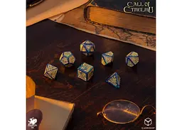 Набір кубиків Call of Cthulhu 7th Edition - Blue-green & Gold Dice Set (7 шт.) (SCTR22) - мініатюра 4