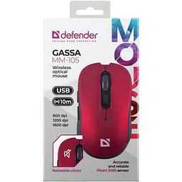 Мишка Defender Gassa MM-105 Wireless Red (52103) - мініатюра 6
