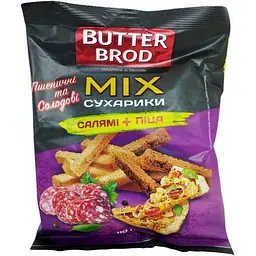 Сухарики BUTTERBROD 110г Салямі та піци MIX зі смаком