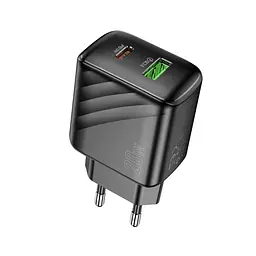 Блок живлення Hoco CS25a 25W зарядний пристрій адаптер 2 порти USB-C + USB-A чорний - мініатюра 3