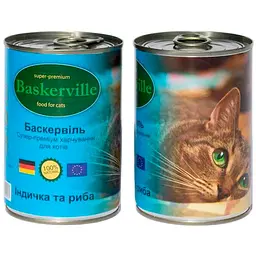 Вологий корм для котів Baskerville Індичка та риба 400 г - мініатюра 2
