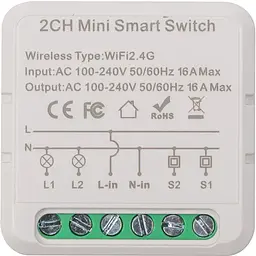 Розумний вимикач Tuya Wifi B202, 16A (2 gang 2 Way ) - мініатюра 1