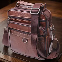Чудова чоловіча сумка з натуральної шкіри 21279 Vintage коричнева - мініатюра 1