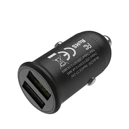 Автозарядний пристрій Hoco Z30 Easy Route 2 USB металевий адаптер чорний