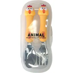 Набір столових приладів MegaZayka Animal Курча металеві в футлярі (0102) - мініатюра 2