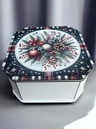 Новорічна коробка Подарункова коробка квадратна (ХДФ) 19x19x10 см. №12