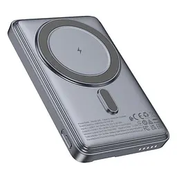 Портативний магнітний акумулятор Hoco Q46 Title PD20W magnetic power bank + card holder + phone holder 5000mAh сірий