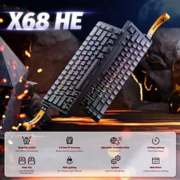 Клавіатура Attack Shark X68 HE RGB Magnetic Linear Switches Black Gradient (AS-6972792471037-MN) [176656] - мініатюра 2