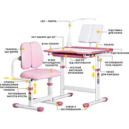 Комплект меблів Evo-kids (стіл+стілець+полиця+лампа) BD-23 PN - мініатюра 2