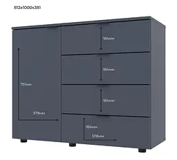 Комод Doros GС1 Графіт 100х40х81.2 (41510069) - мініатюра 11