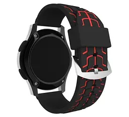 Силіконовий ремінець Primo Splint для годинника Huawei Watch GT 2/GT Active 46 мм Black Red - мініатюра 2