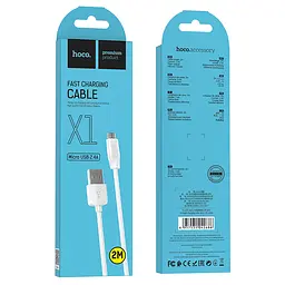Кабель HOCO X1 USB to Micro 2.4A, 1m, PVC, PVC connectors, білий - мініатюра 3