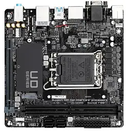 Материнська плата LGA1700, Gigabyte H610I, H610, 2xDDR5, Int.Video(CPU), 4xSATA3, 1xM.2, 1xPCI-E 4.0 x16, ALC997, Intel GLan, 4xUSB3.2/6xUSB2.0, VGA/HDMI/2xDP, Mini-ITX - мініатюра 4