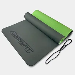 Килимок для йоги та фітнесу EasyFit TPE+TC 6мм двошаровий чорно-зелений - мініатюра 1
