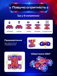 Машинка на радіокеруванні перевертиш радіокерована трюкова всюдихід 360° LED на пульті акумуляторна подарунок - мініатюра 3