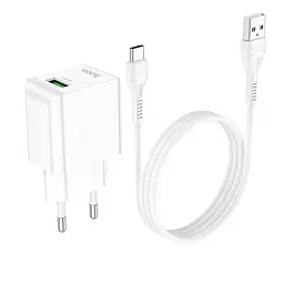 Зарядний комплект Hoco C98A Type-C cable Proton 1 USB 18W білий - мініатюра 2