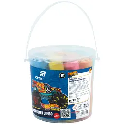 Крейда кольорова Kite Jumbo Hot Wheels 15 шт. у відерці (HW26-074)