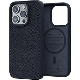 Чохол-накладка Njord Salmon Leather MagSafe Case Black для iPhone 15 Pro