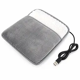 USB-грілка для ніг із м’якого плюшевого матеріалу 29 × 29 × 2,5 см Сіра (00313)