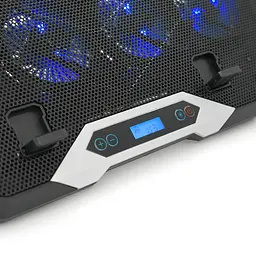 Підставка під ноутбук IceCoorel K10, 10-17", 8 * 70mm, корпус пластик + алюміній, 2xUSB2.0 + LCD, 410x297x40mm, RGB, Box, Q10 - мініатюра 3