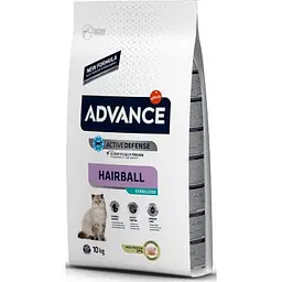 Сухий корм для кішок Advance Cat Sterilized Hairball 10 кг. виведення вовни у стерилізованих кішок, з індичкою