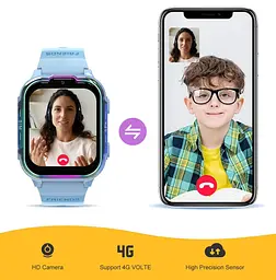 Смарт годинник телефон для дітей H40 з GPS геолокацією, 4G SIM картою, прослуховуванням, іграми та українською мовою До 4 днів роботи Чорний - мініатюра 10