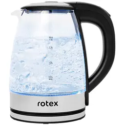 Скляний електрочайник Rotex RKT91-GS із обертанням на 360° дисковий чайник 1.8л 1500 Вт Чорний