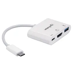 Док-станція USB3.1 Type-C --> HDMI/USB 3.0/PD 60W 4-in-1 Білий Manhattan - мініатюра 2
