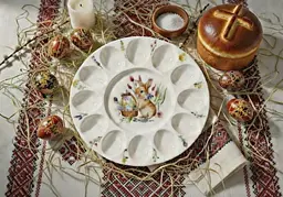Блюдо порцелянове для 12 яєць та паски BonaDi Easter Melody 27 см (K235) - мініатюра 3