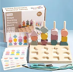 Дерев'яний сортер Shape Stacking Matching Board з елементами шнурівки (C15039)