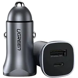 Автозарядка 2xUSB 30W (USB-A + USB-C) QC 4.0 Сіра (EC305) UGREEN (25845) - мініатюра 5