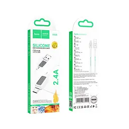 Кабель Hoco X108 Benefit silicone charging data cable Micro White - мініатюра 2