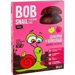 Натуральні цукерки Bob Snail Яблуко-Малина у чорному шоколаді, 60 г - мініатюра 2